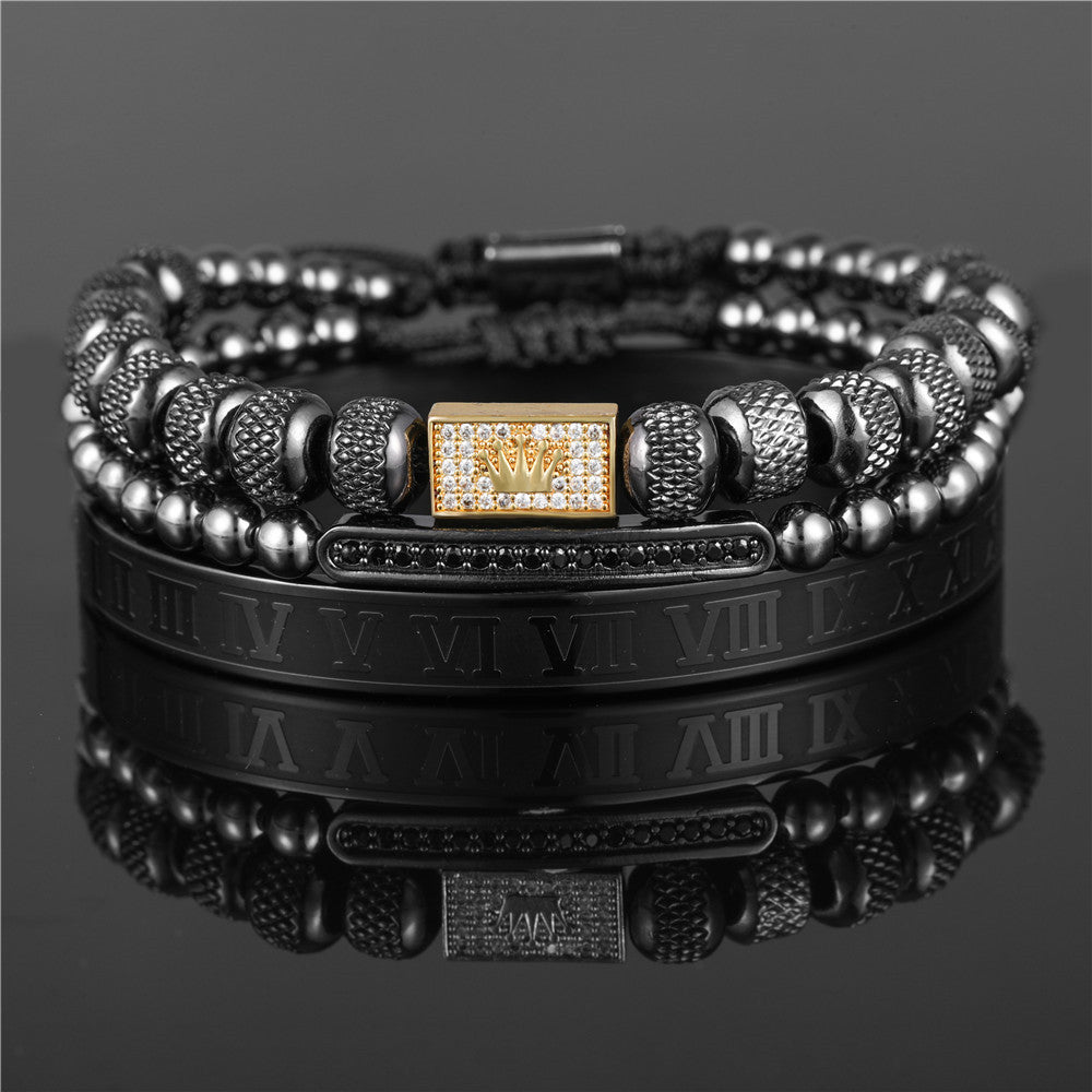 Vintage Crown Braided Bracelet Jewelry DealSniper.net ZJ4961 black gold
