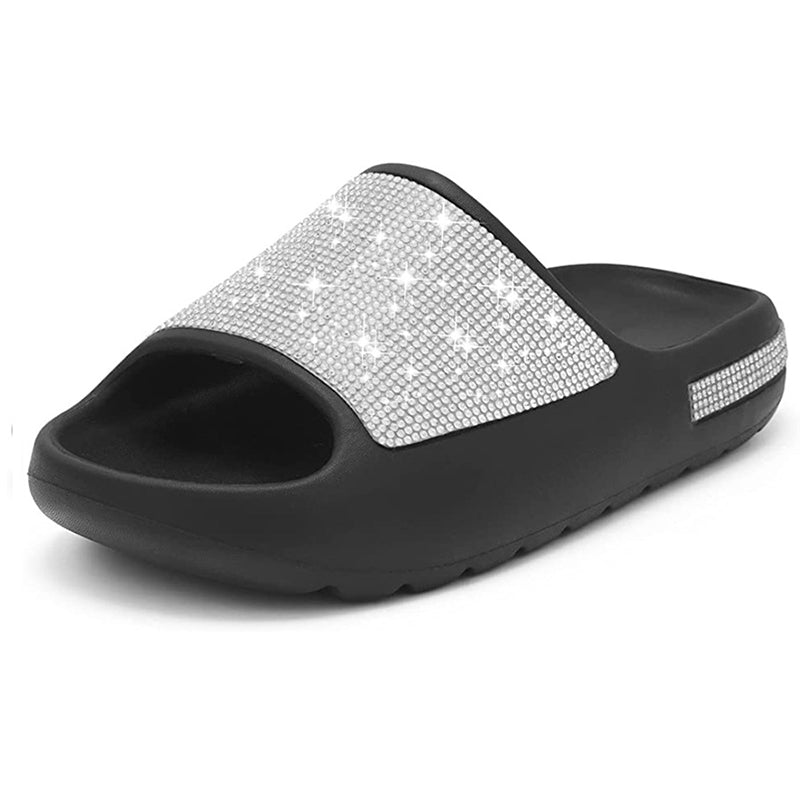 Rhinestone Slippers Women PeepToe Thick Sole Shoes Fashion Slides Summer Women DealSniper.net