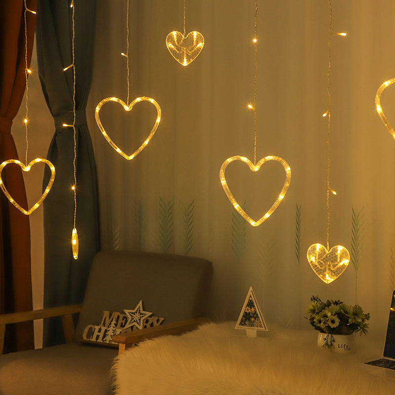 Love Curtain Light Romantic Room Proposal Scene Layout House DealSniper.net Warm White USB