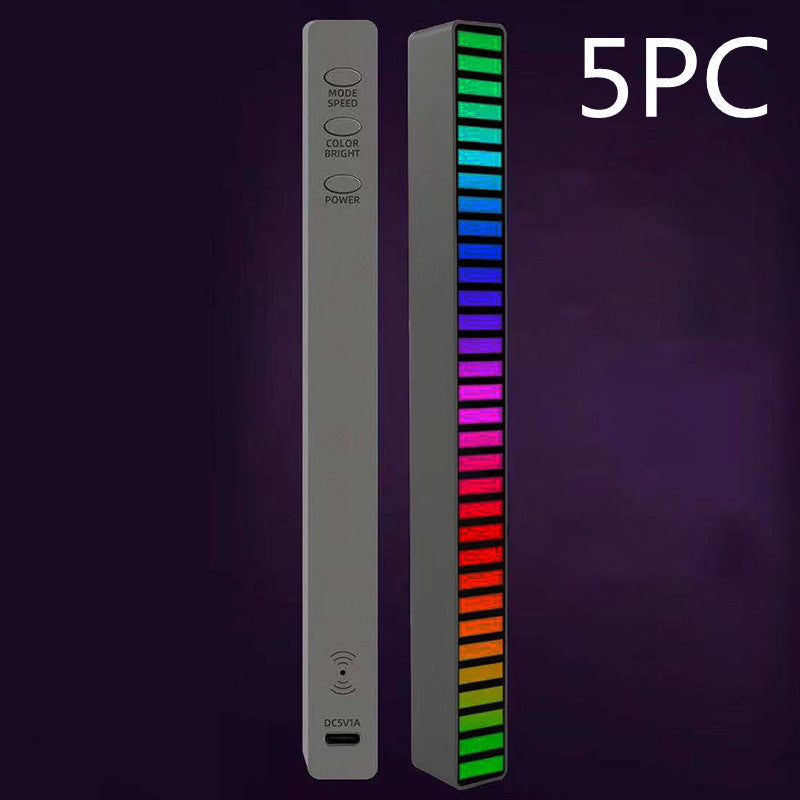New Car Sound Control Light RGB Voice-Activated Music Vehicle DealSniper.net Black 5PC