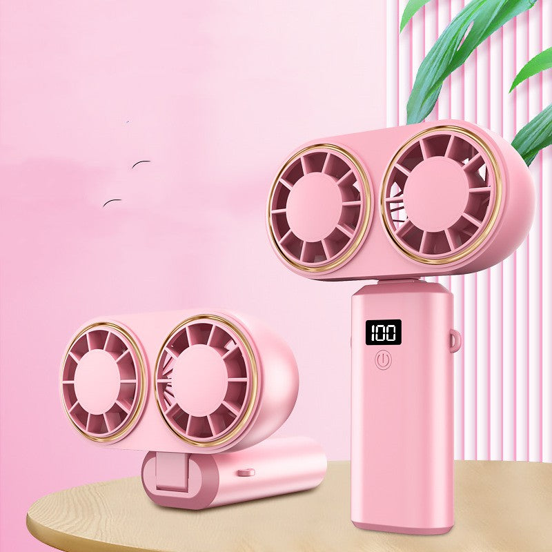 USB Handheld Mini Fan Foldable Portable Neck Hanging Fans Beauty dealsniper-net Pink USB