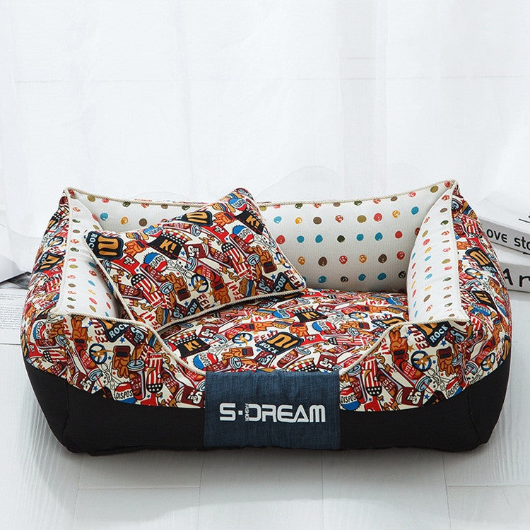 New House Dogs Product Bed Accessories Pets Cats Mat Pets DealSniper.net Cola Have small pillows L