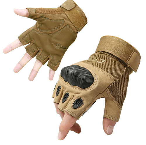Tactical Gloves Army Military Men Gym Fitness Riding Half Finger Rubber Knuckle Protective Gear Male Tactical Gloves Men DealSniper.net Sand color L B