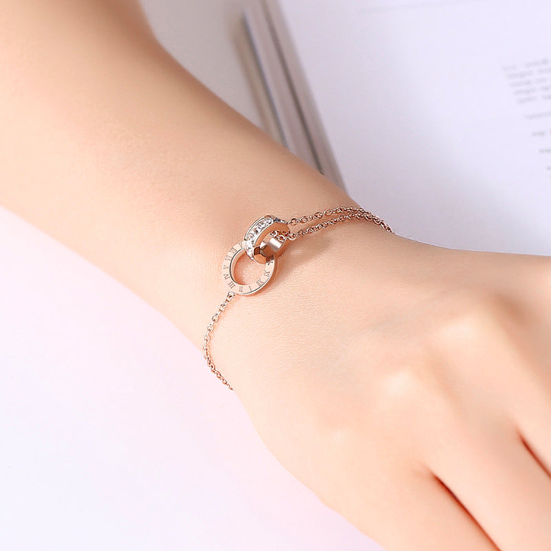 Diamond inlaid zircon titanium steel bracelet Jewelry DealSniper.net