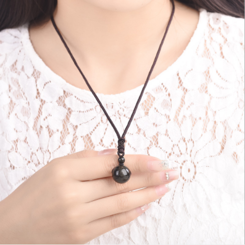 Black Gold Natural Obsidian Stone Pendant Lucky Transfer Beads Jewelry DealSniper.net