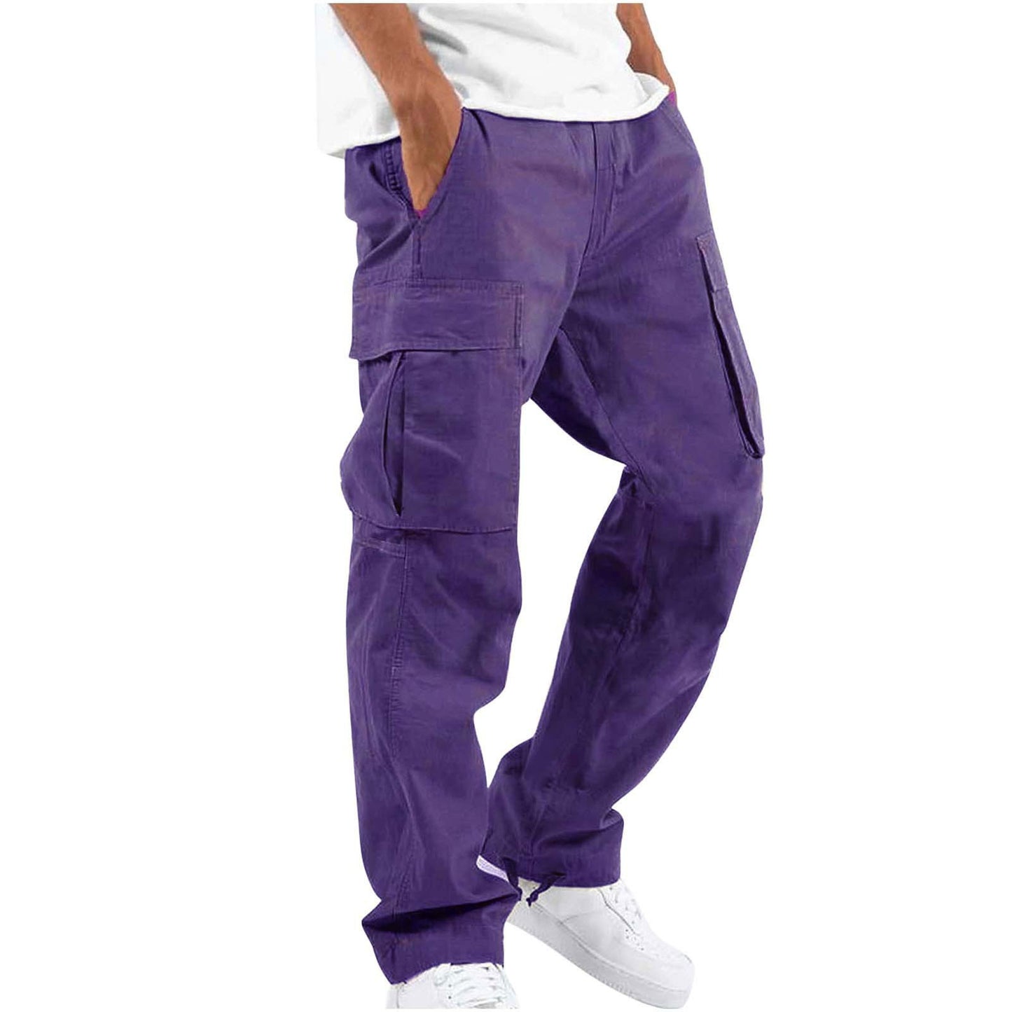 Men's Workwear Drawstring Multi-pocket Casual Pants Men DealSniper.net Purple 2XL