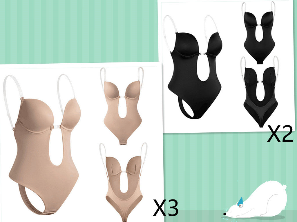 Tight Onesies With Deep V Low Back And Tight Stomach Women DealSniper.net Five sets 2XL