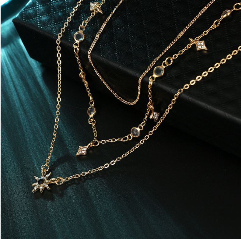 Multi-layer star pendant necklace handmade alloy necklace Jewelry DealSniper.net