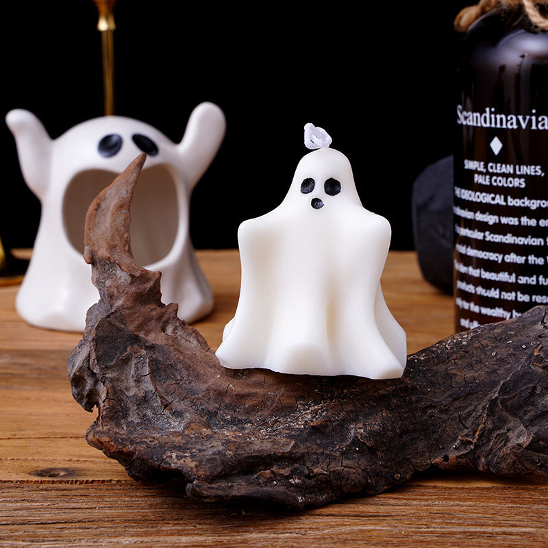 Halloween Candle Creative Ghost DIY Ornaments Holidays DealSniper.net White Hug Ghost