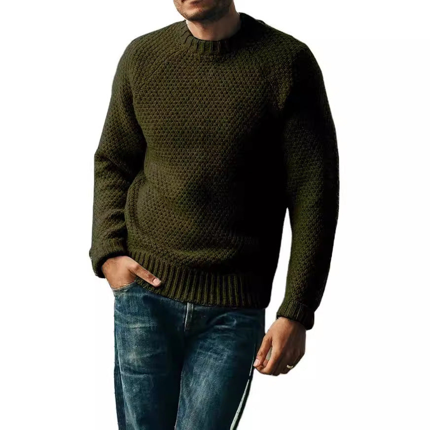 Men's Pullover Sweater Winter Casual Solid Color Round Men DealSniper.net