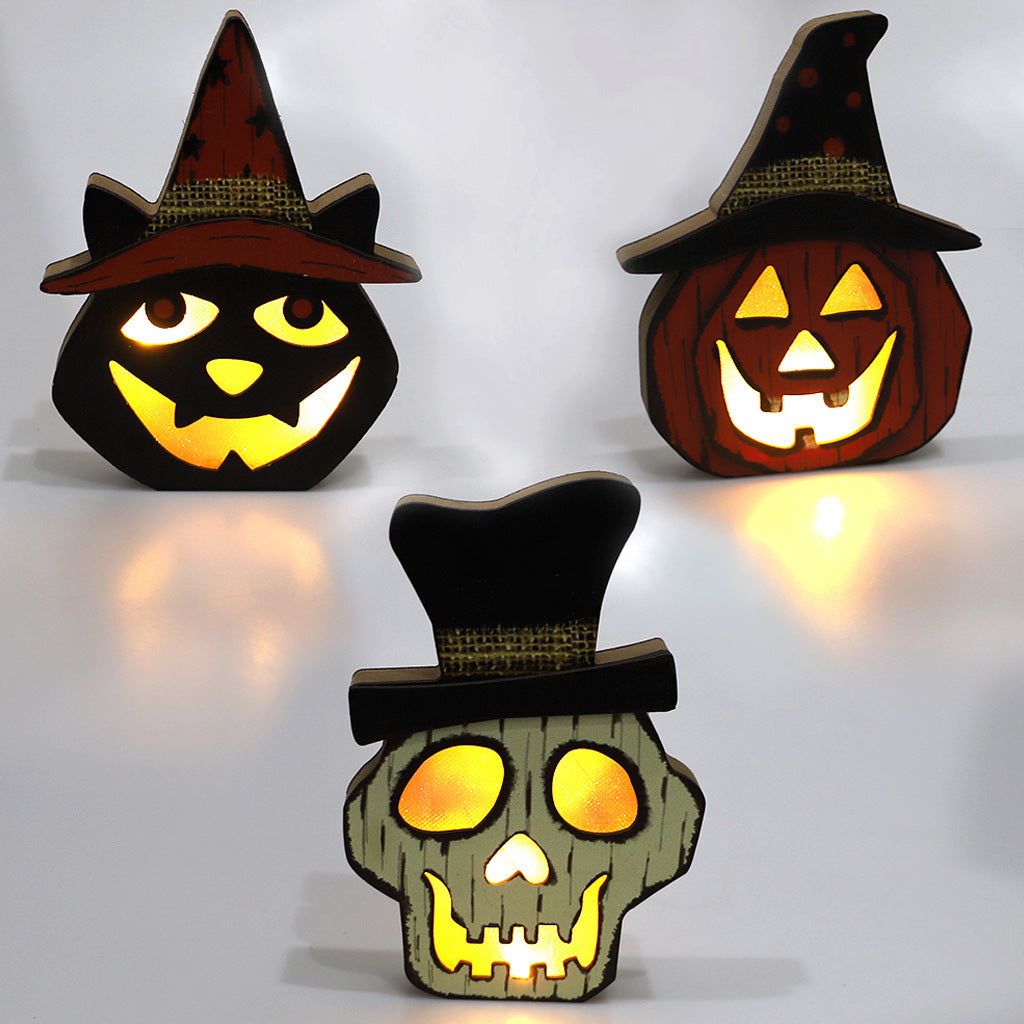 Creative Halloween Wooden Pumpkin Lamp Halloween Decorations Holidays DealSniper.net