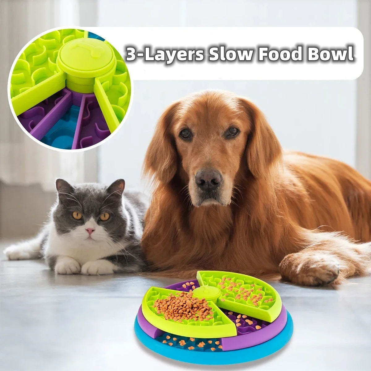 Slow Food Bowl Anti Choking Cat Bowl Dog Basin Puzzle Feeder Pets DealSniper.net