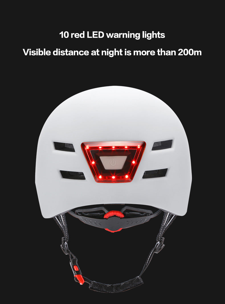 Skateboard Cycling Electric Vehicle Lighting Warning Smart Light Safety Sports Helmet Sports dealsniper-net White L