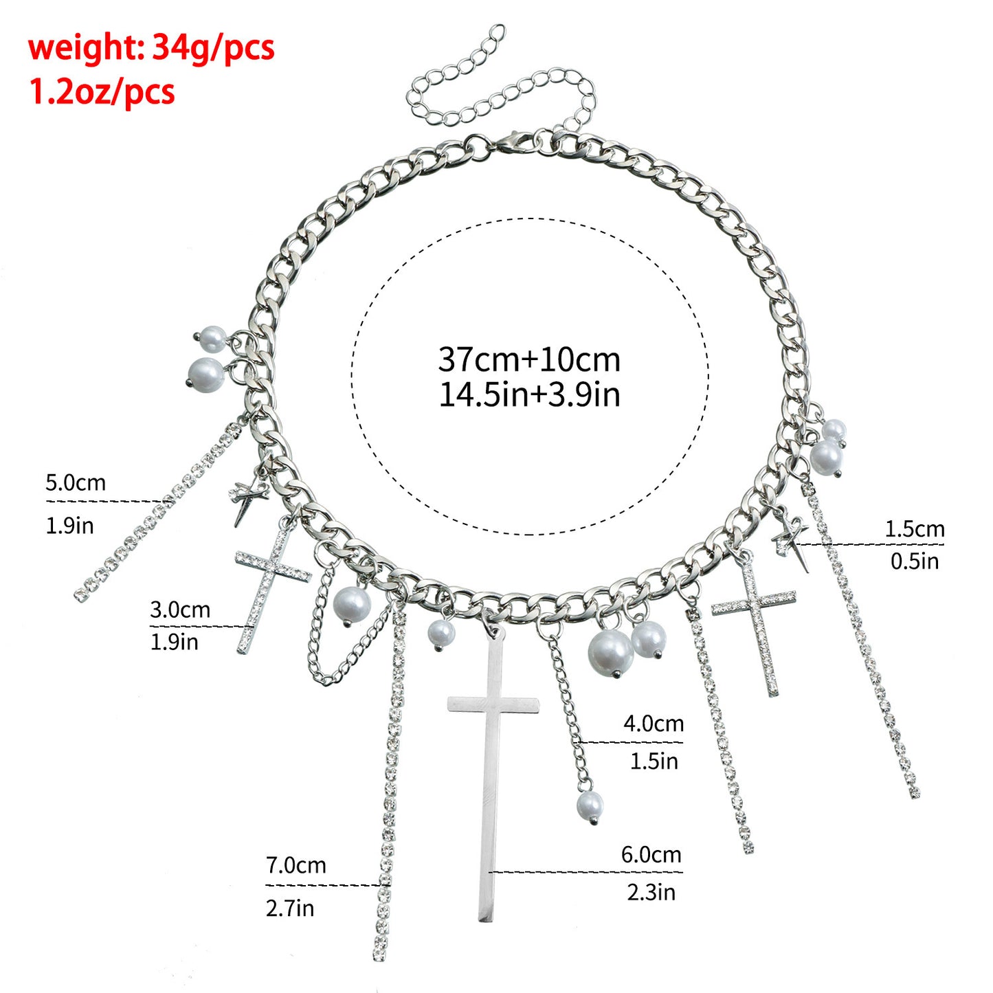 Cross Tassel Pearl Collarbone Chain Jewelry Cool Spicy Girl Jewelry DealSniper.net