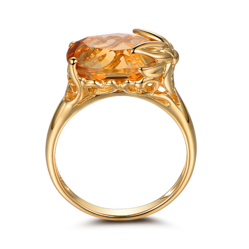 Engagement Ring Citrine Gemstone Ring Jewelry DealSniper.net