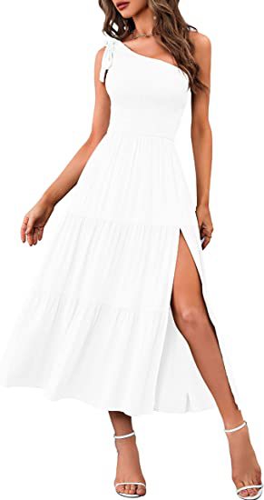 New Summer Fashion Women's One-shoulder Pleated Women dealsniper-net White L