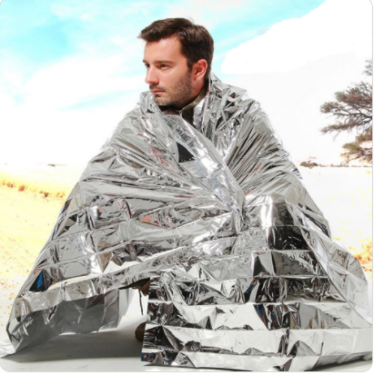 Human Body Hypothermia Lifesaving Emergency Blanket In Outdoor Field Outdoor DealSniper.net Silver 130x210cm