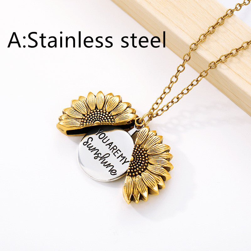 Double-sided Alloy Flower Short Clavicle Jewelry DealSniper.net Yellow A double side box