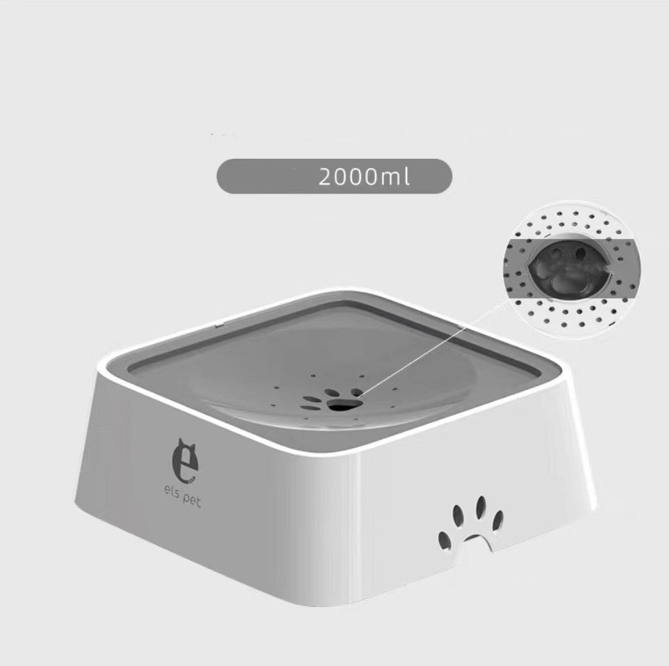 2L Cat And Dog Basin With Floating Bowl Anti-overflow Pets DealSniper.net Grey