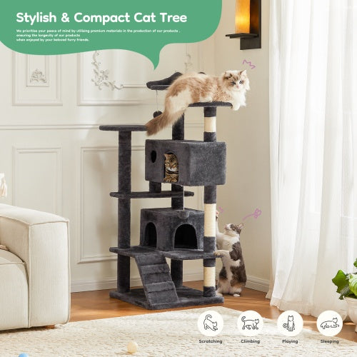 54 Inch Cat Tree, Indoor Cat High-rise Multi-story Tower Pets DealSniper.net