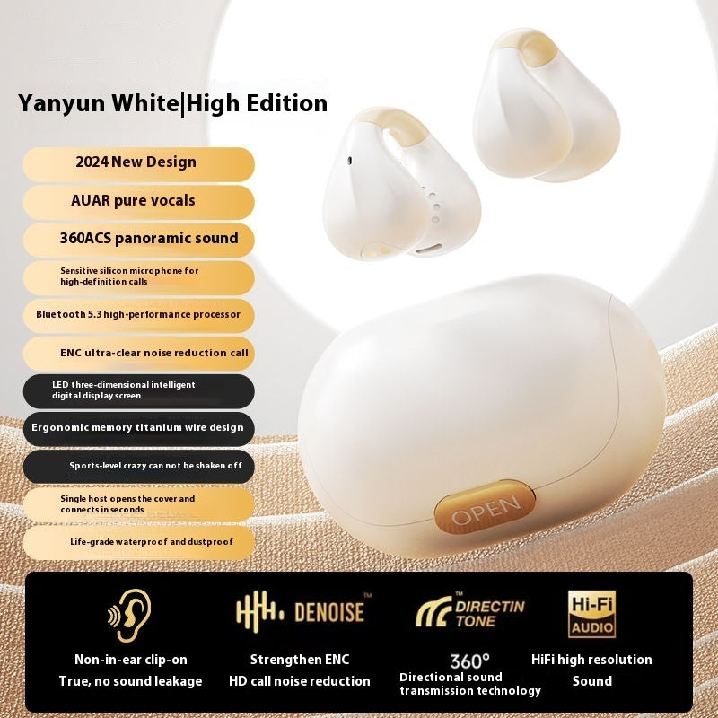 Digital Display Non In-ear OWS Clip-on Bluetooth Headset Electronics dealsniper-net White