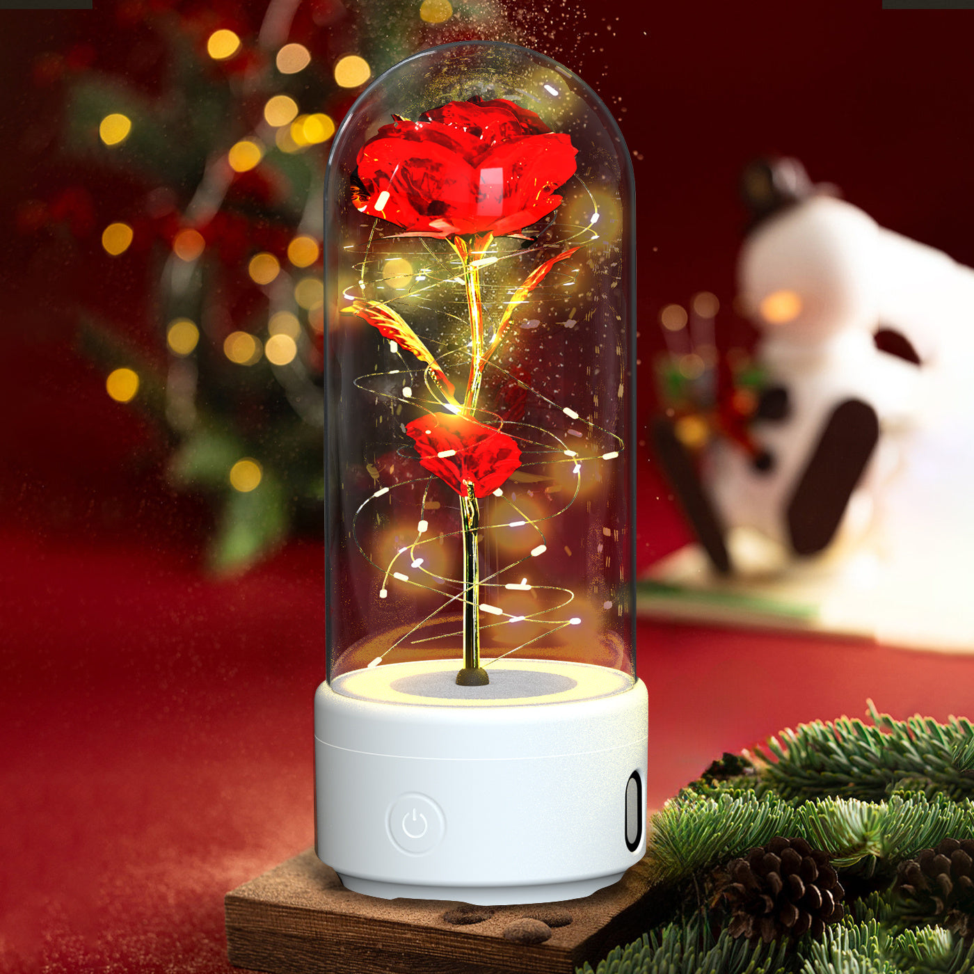 Creative 2 In 1 Rose Flowers LED Light And Bluetooth Speaker Holidays DealSniper.net White Base Red Flower