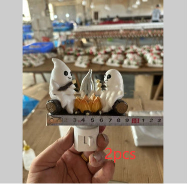 Ghost Campfire Flickering Nightlight 2 Ghosts Roasting Plug Wall Holidays DealSniper.net Ghost Flashing Night Light AU 2PCS