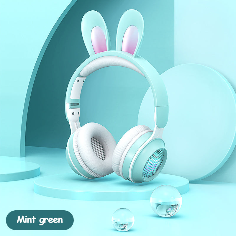Rabbit Ear Headphones Wireless Luminous Extendable Wheat Headphones Deals DealSniper.net Green