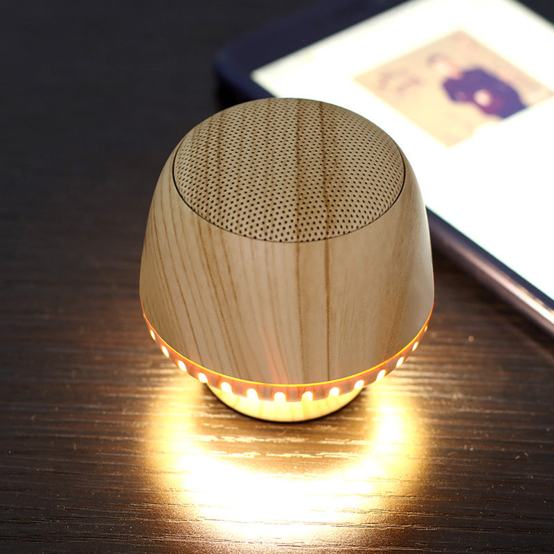 Portable Mushroom Small Audio TWS Pair Box LED With Night Light House DealSniper.net Wood color USB
