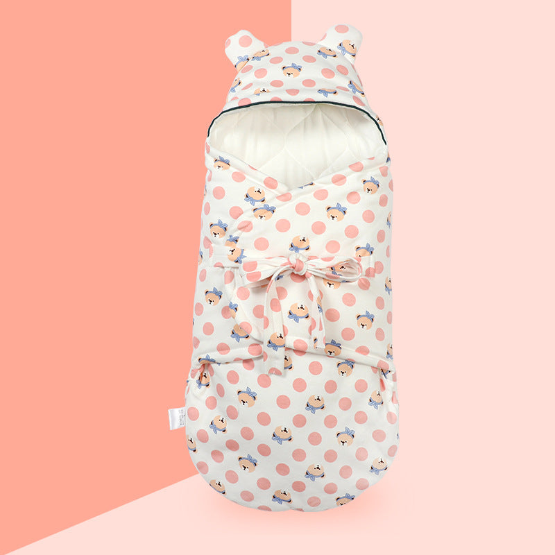 Pure Cotton Thickened Newborn Baby Swaddling Anti-kicking Quilt Kids DealSniper.net Pink Bear One size