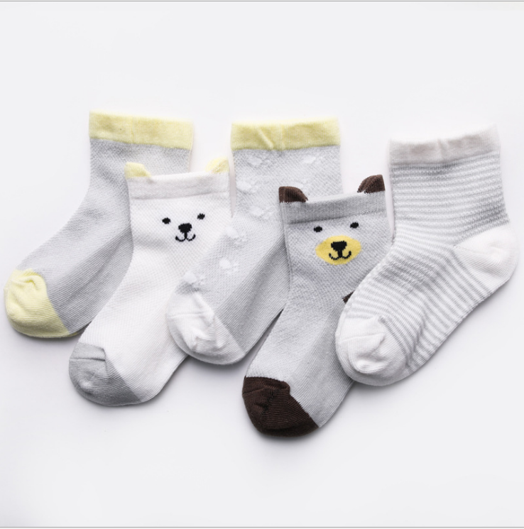 Children's Socks Pack of 5 Colors Breathable Summer Cotton Socks for Boys and Girls Kids DealSniper.net 4 L