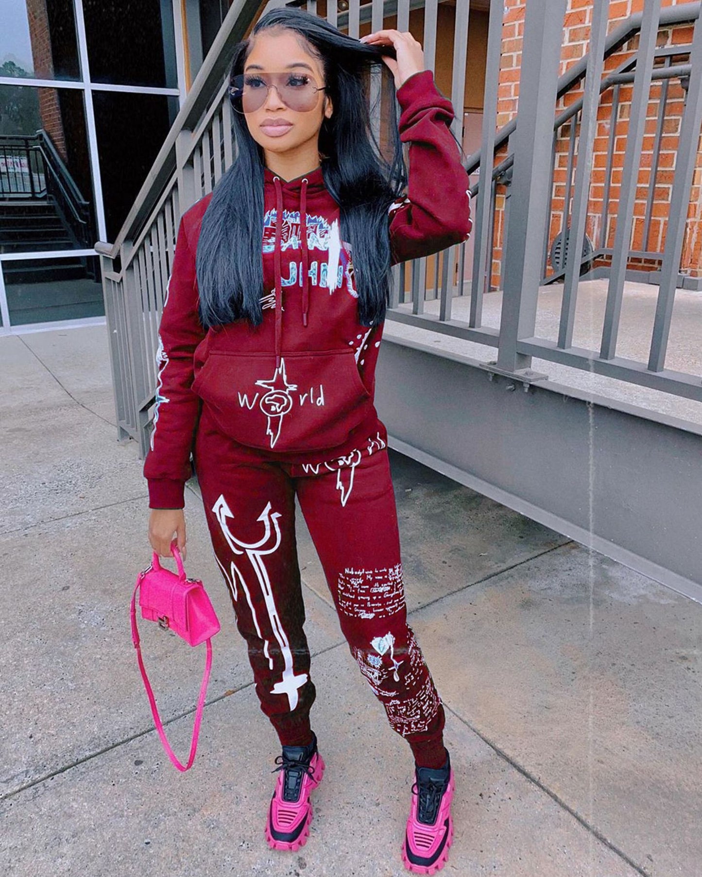 Two-piece sweater with velvet letter print Women DealSniper.net