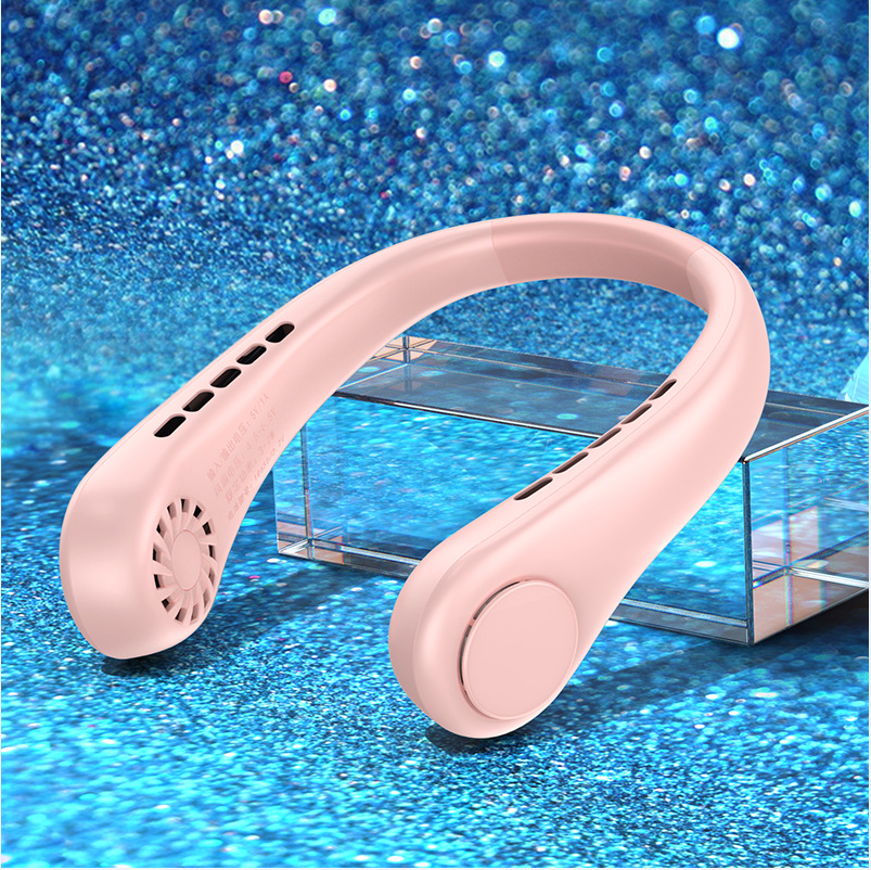 Mini Neck Fan Portable Bladeless Hanging Neck Rechargeable Outdoor dealsniper-net Pink G15 Three Gear