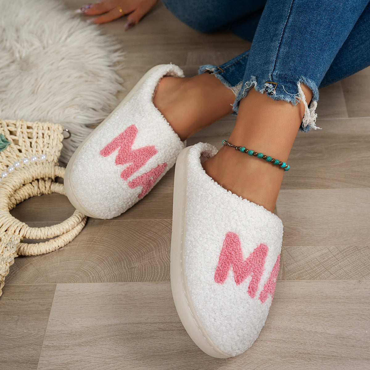 Warm And Cozy MAMA Christmas Gift Plush Cotton Slippers Women DealSniper.net
