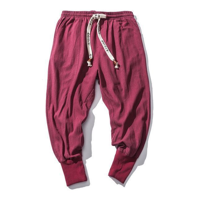 Cotton And Linen Feet Jarem Pants Tide Hip Hop Pants For Man Men DealSniper.net Red 3XL
