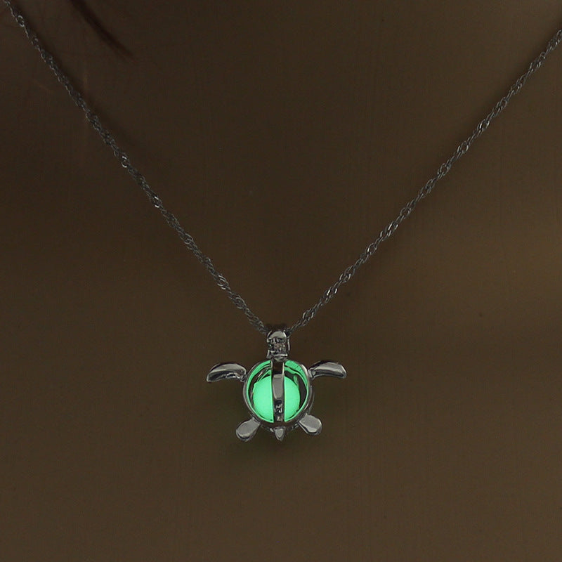 Fashion Moon Natural Glowing Stone Healing Necklace Women Gift Charm Luminous Pendant Necklace Jewelry Jewelry DealSniper.net Green tortoise