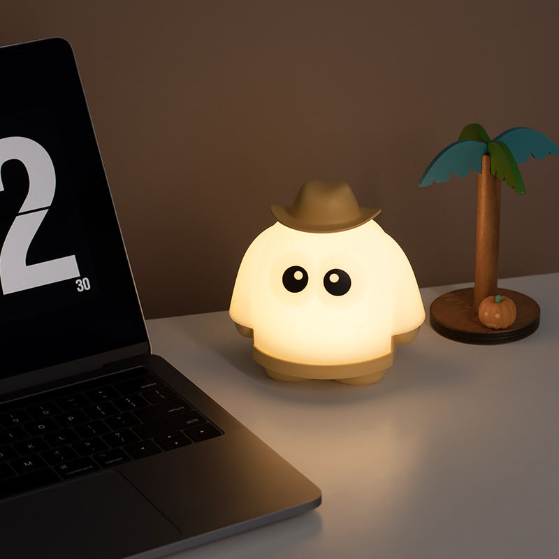 Halloween Children's Creative Cartoon Atmosphere Little Ghost Night Light Home Decor Gym From House Timing Electrodeless Dimming Yellow Hat