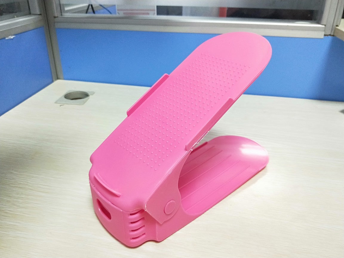 Adjustable Double Stand Shoe Support Lock Closet Cabinet Storage Rack House DealSniper.net Pink 10