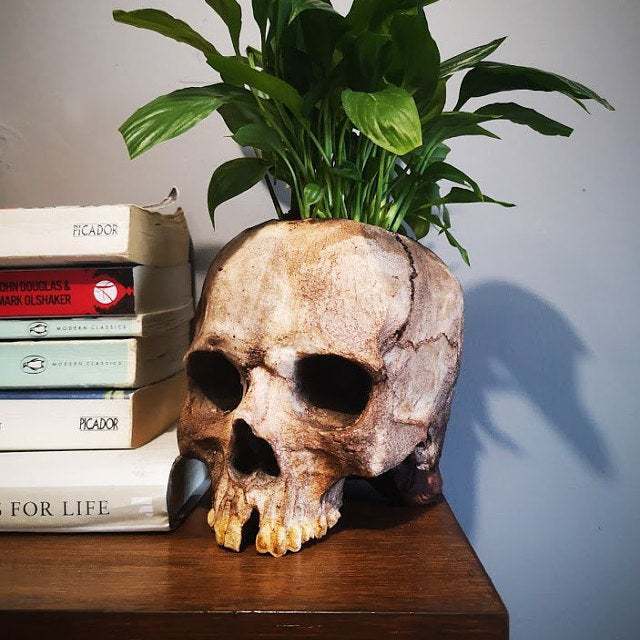 Halloween Skull Resin Flower Pot Outdoor Study Holidays DealSniper.net