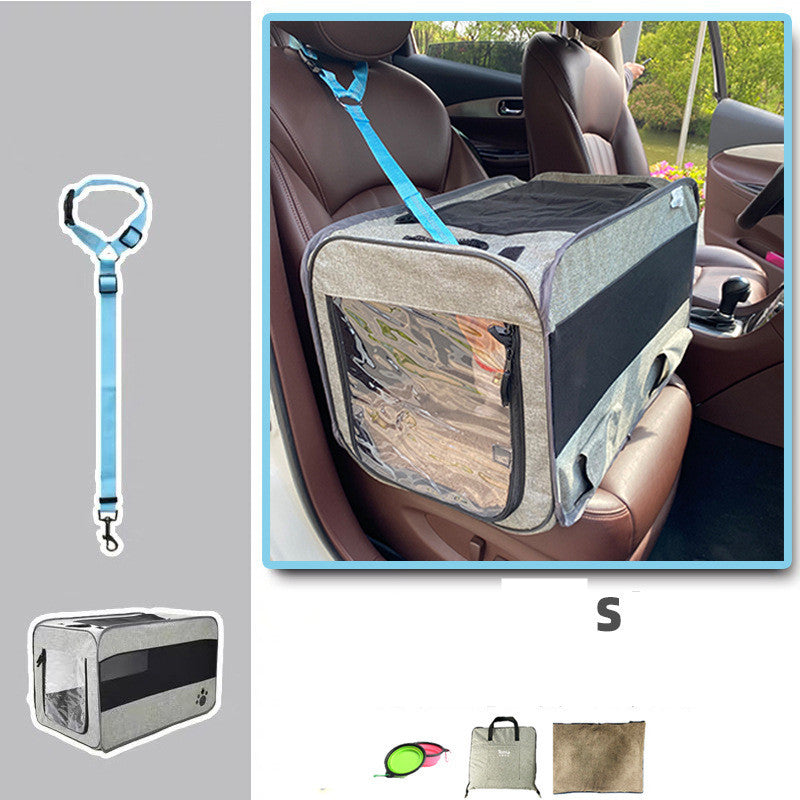 Pet Travel Carrier Bag Portable Pet Bag Folding Fabric Pet Carrier Pets DealSniper.net Grey With pet safety belt S