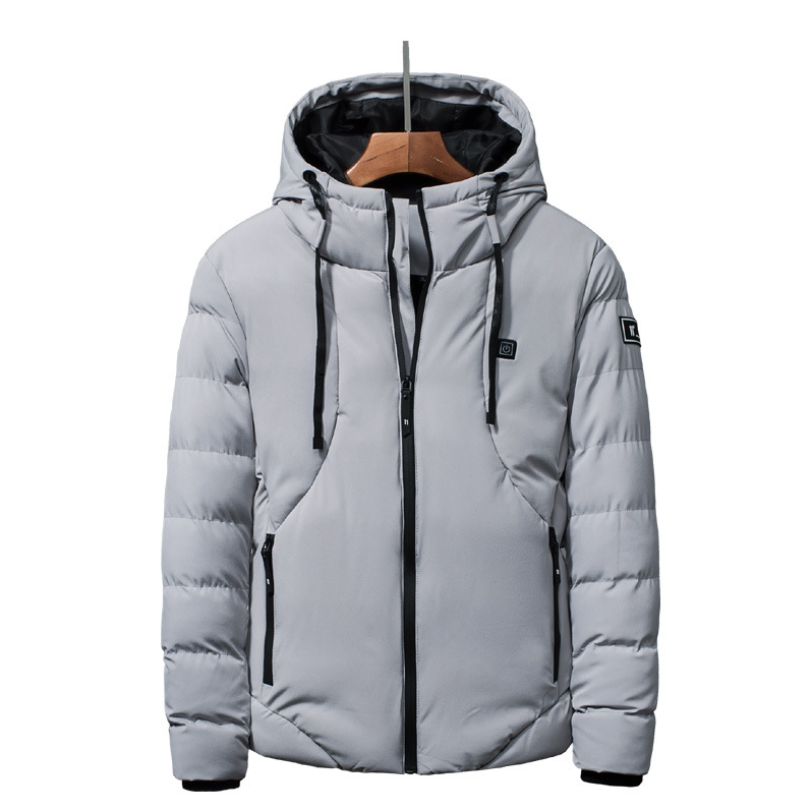 New Men Women Cotton Coat USB Smart Electric Heated Jackets Men dealsniper-net Grey 3XL