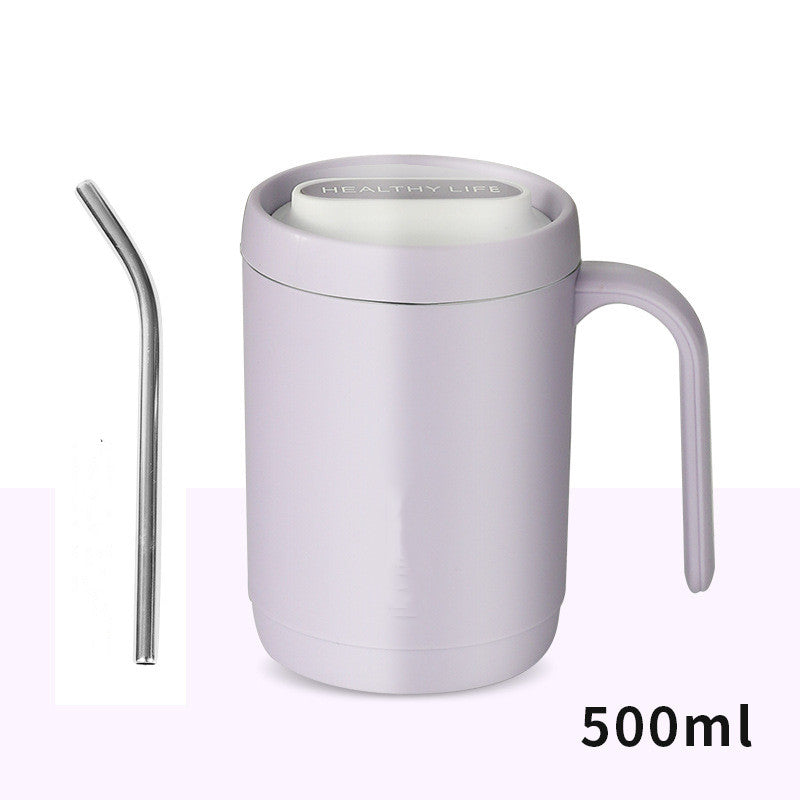 Stainless Steel Mug Creative Office Home DealSniper.net Purple Cup straw 304inner liner