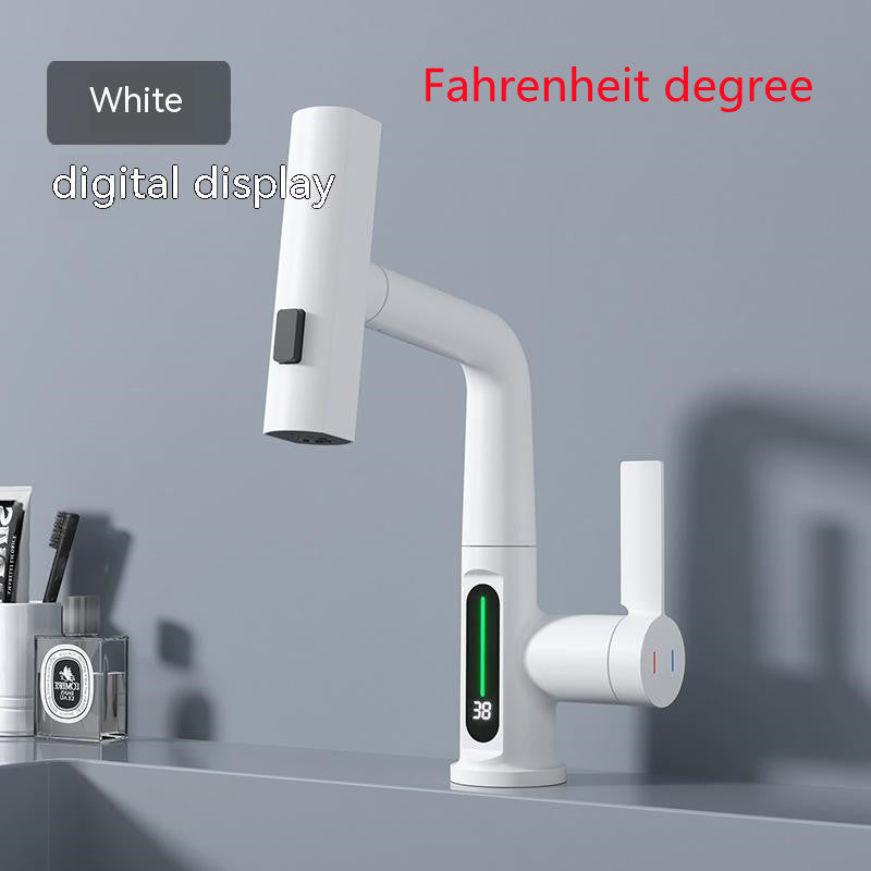Intelligent Digital Display Faucet Pull-out Basin Faucet House DealSniper.net White Fahrenheit display