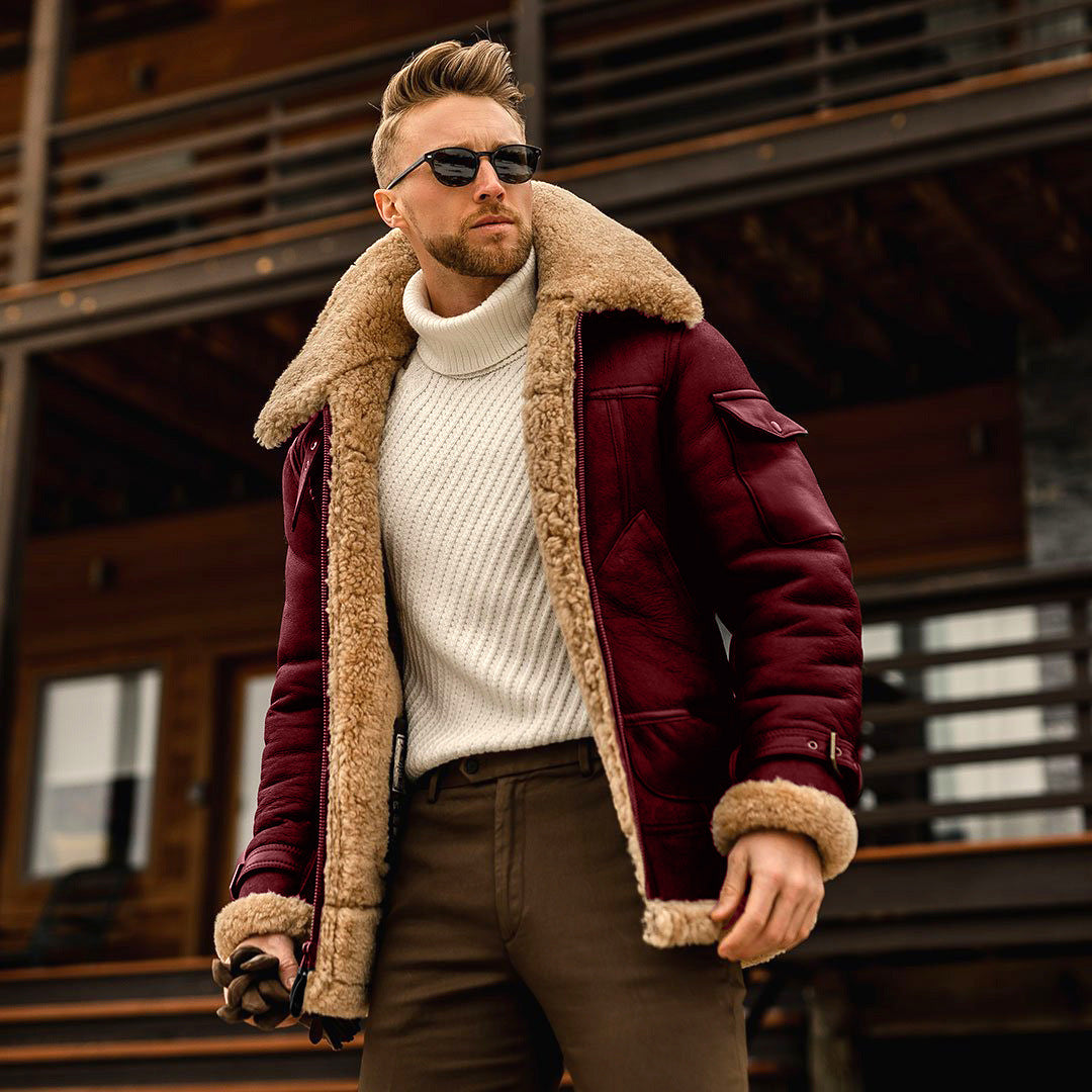Winter Jacket Mens Military Fleece Warm Jackets Male Fur Collar Coats Army Tactical Jacket Men dealsniper-net Wine Red 2XL