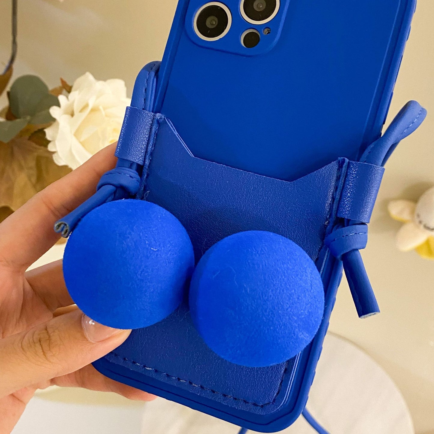 Blue Decompression Soft Ball Applicable Card Bag Mobile Phone Case Women DealSniper.net