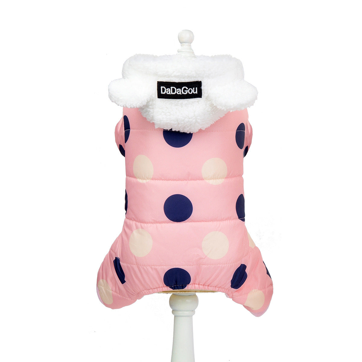 Warm big polka dot four-leg cotton coat Pets DealSniper.net Pink S