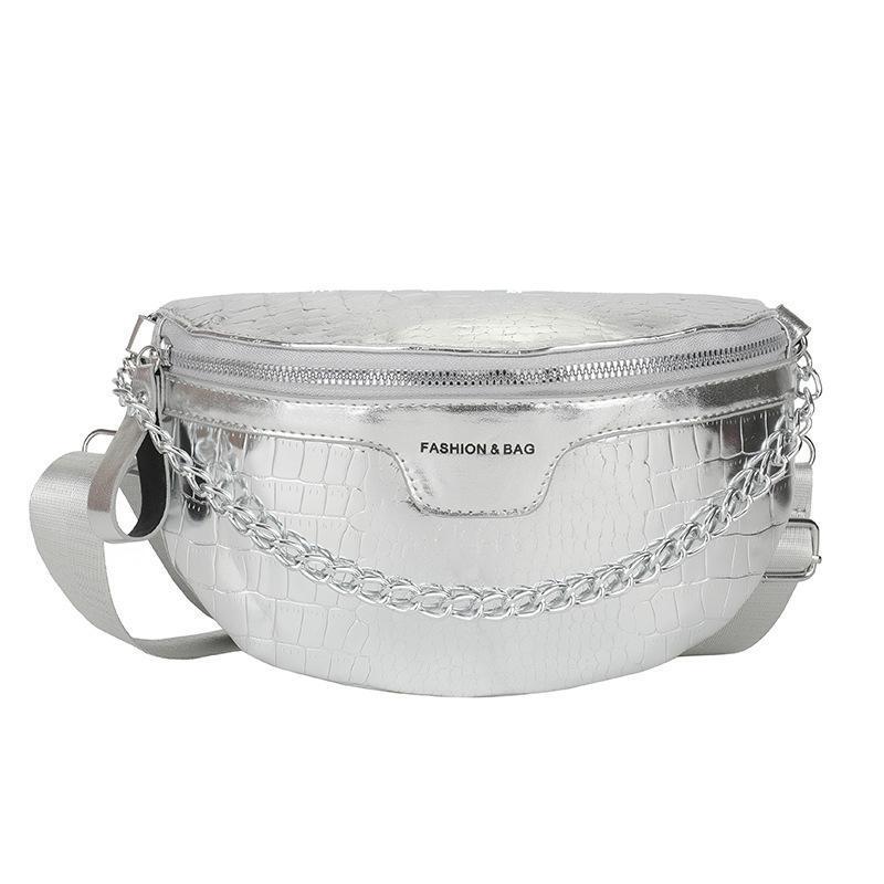 PU Fashion Crossbody Women Chest Bag Stone Pattern Women DealSniper.net Silver