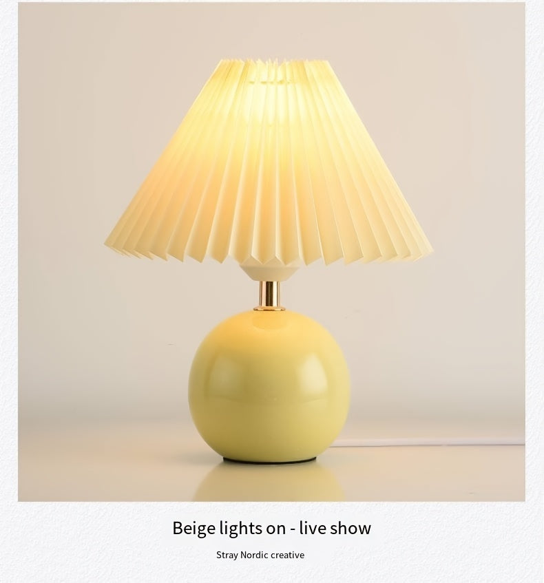 Ceramic Bottom Pleated Table Lamp Decoration Home Decor DealSniper.net