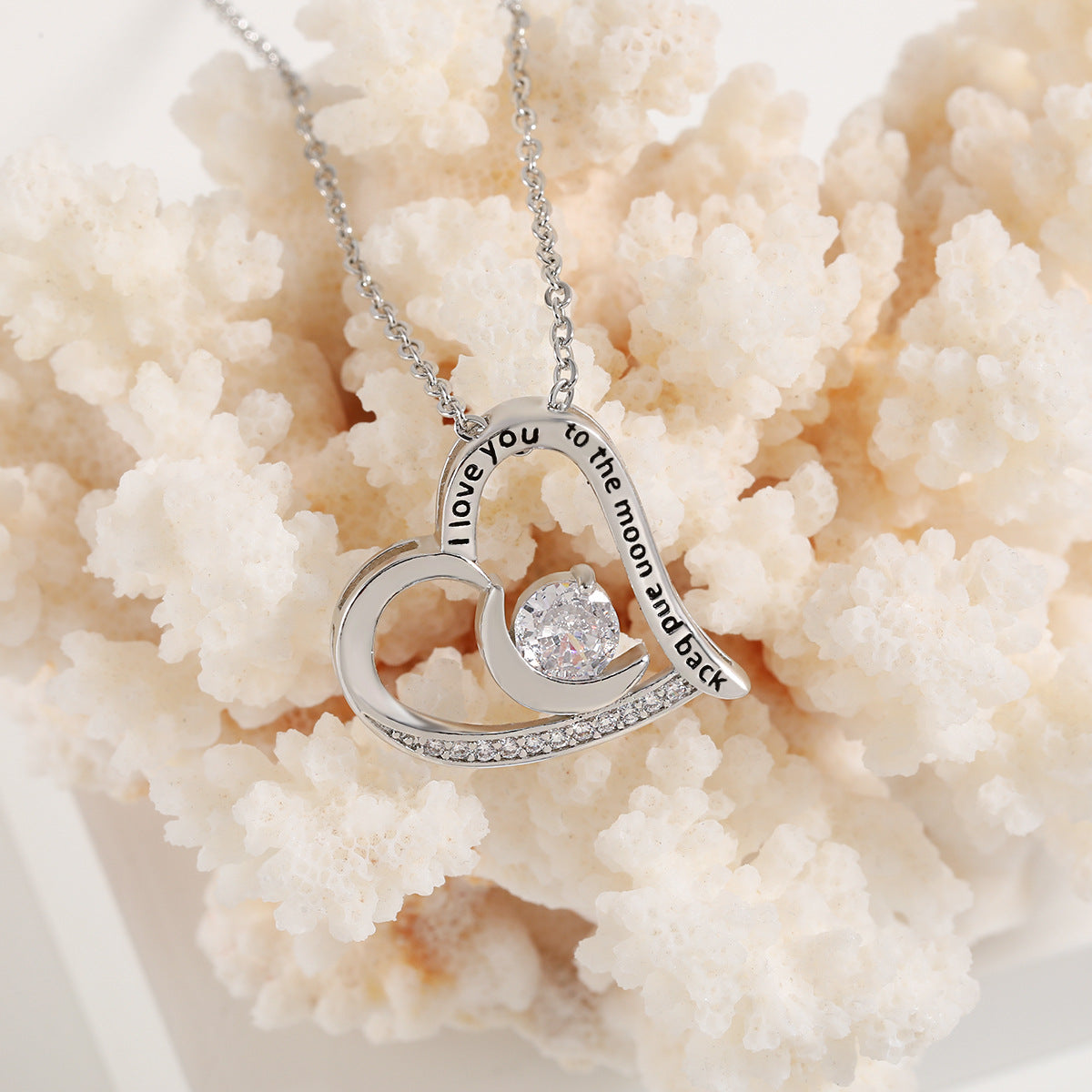 Love Necklace With Rhinestones And Letters Fashion Jewelry dealsniper-net White