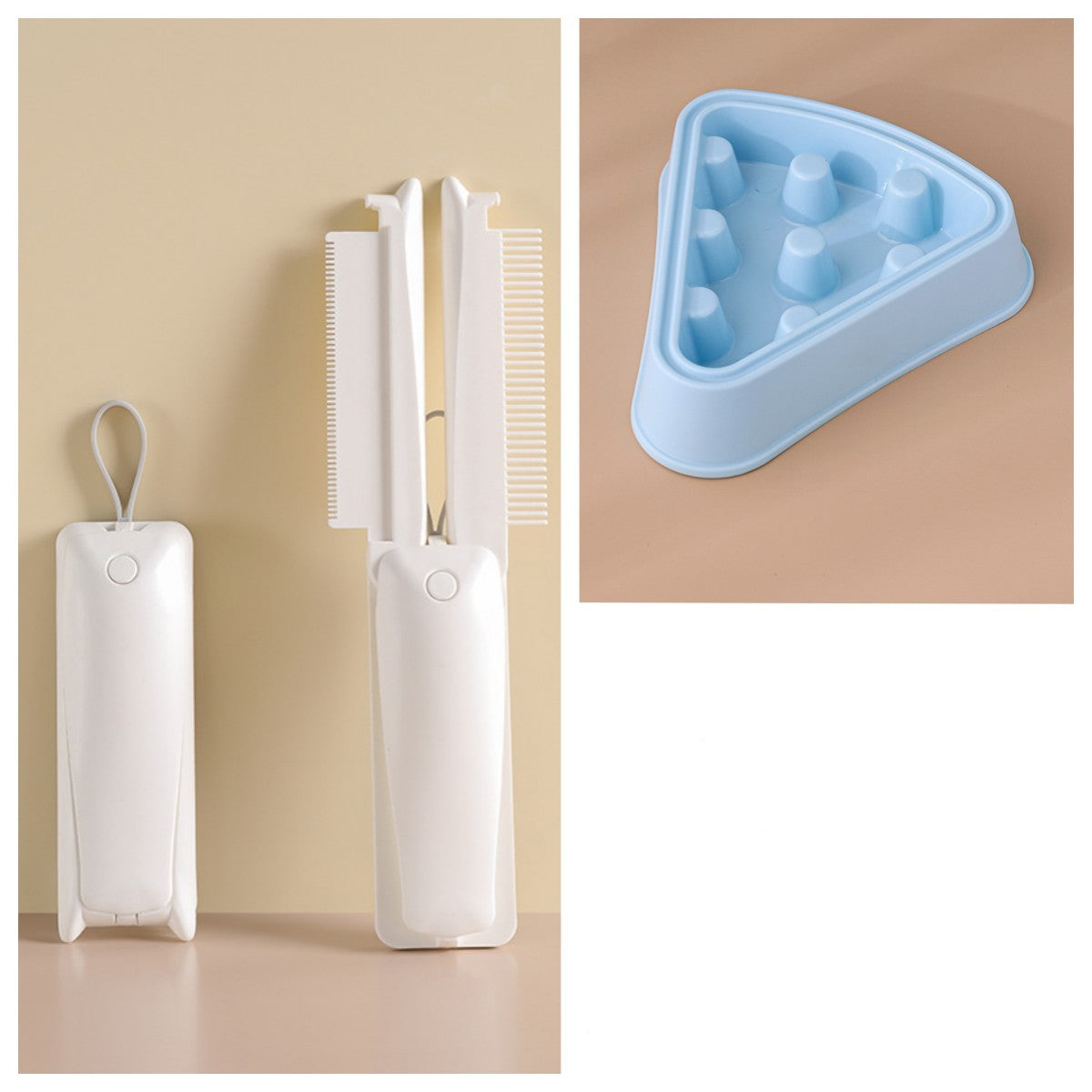 Pet Groomer Pet Hair Removal Brush Cat Grooming Pets DealSniper.net White with blue bowl